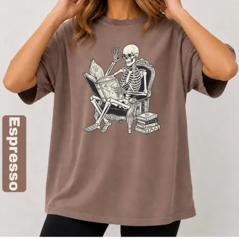 Reading Skeleton Shirt - Artvage Graphic Tee