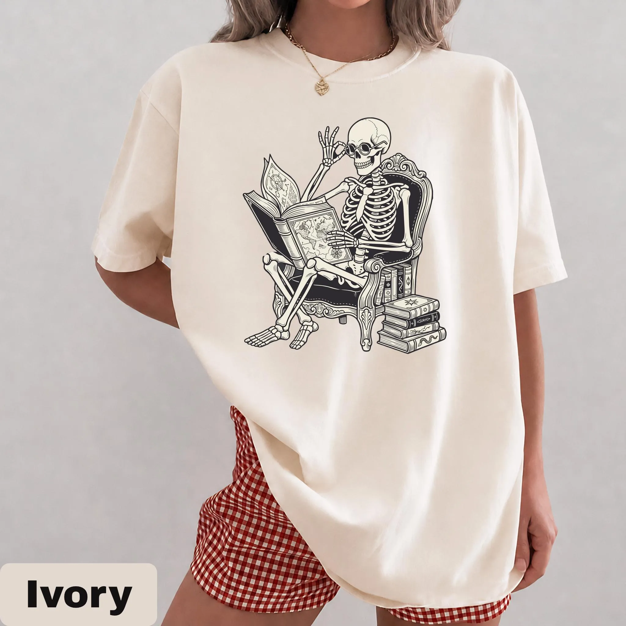 Reading Skeleton Shirt - Artvage Graphic Tee