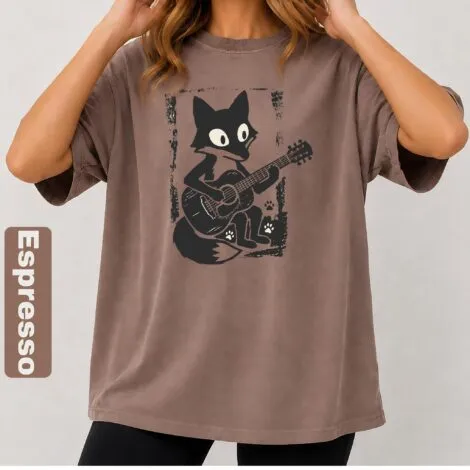 Fox Playing Guitar Shirt - Artvage Graphic Tee